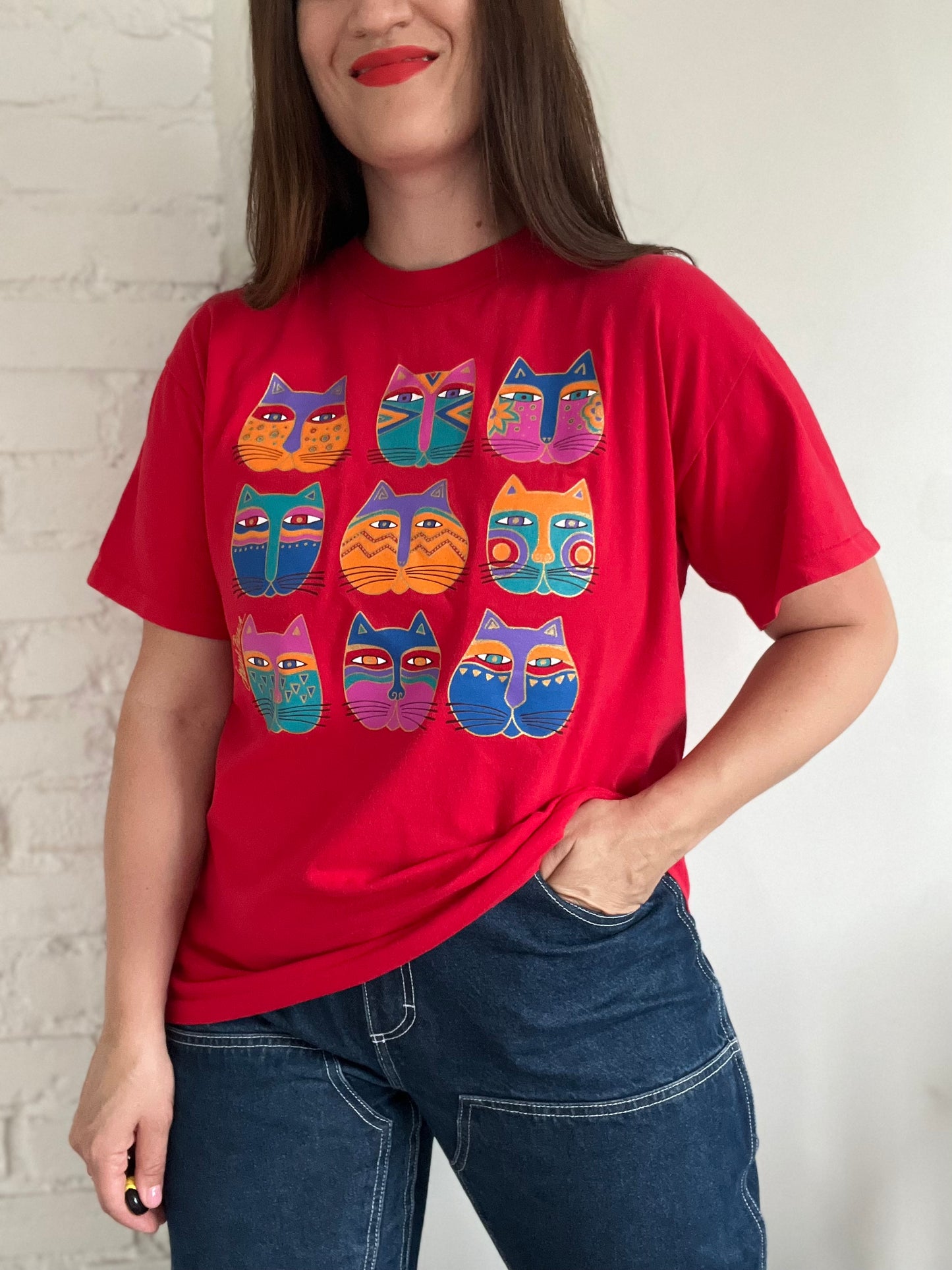 90s Laurel Burch Cat Lovers T-Shirt - Size L