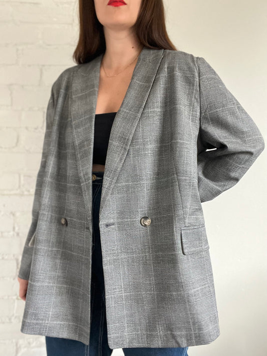 Essential Grey Plaid Blazer - XXL