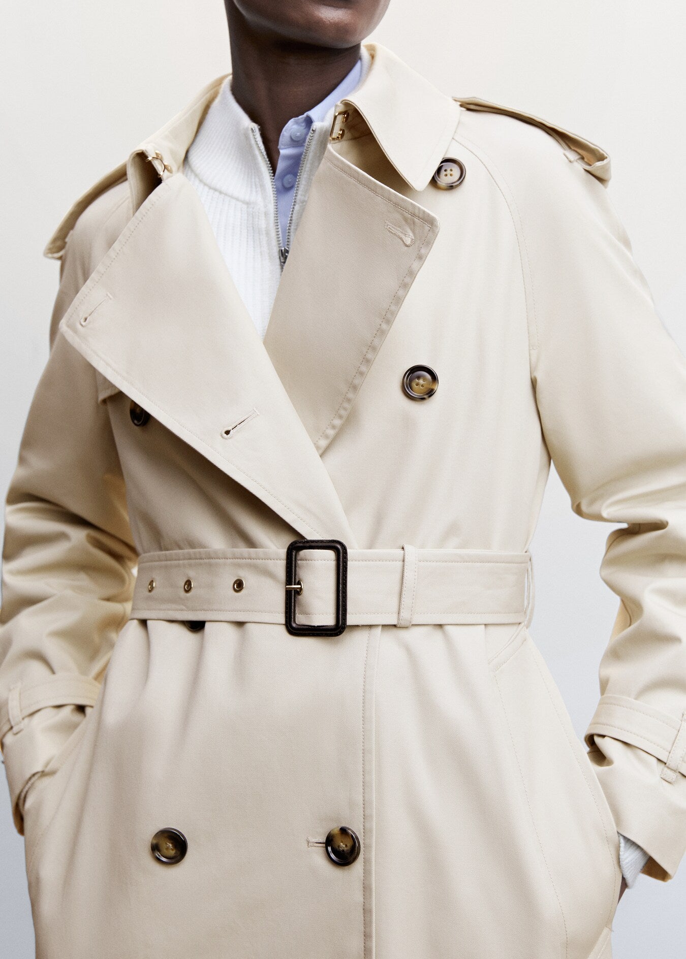 MANGO Trench Coat with Belt - Size M