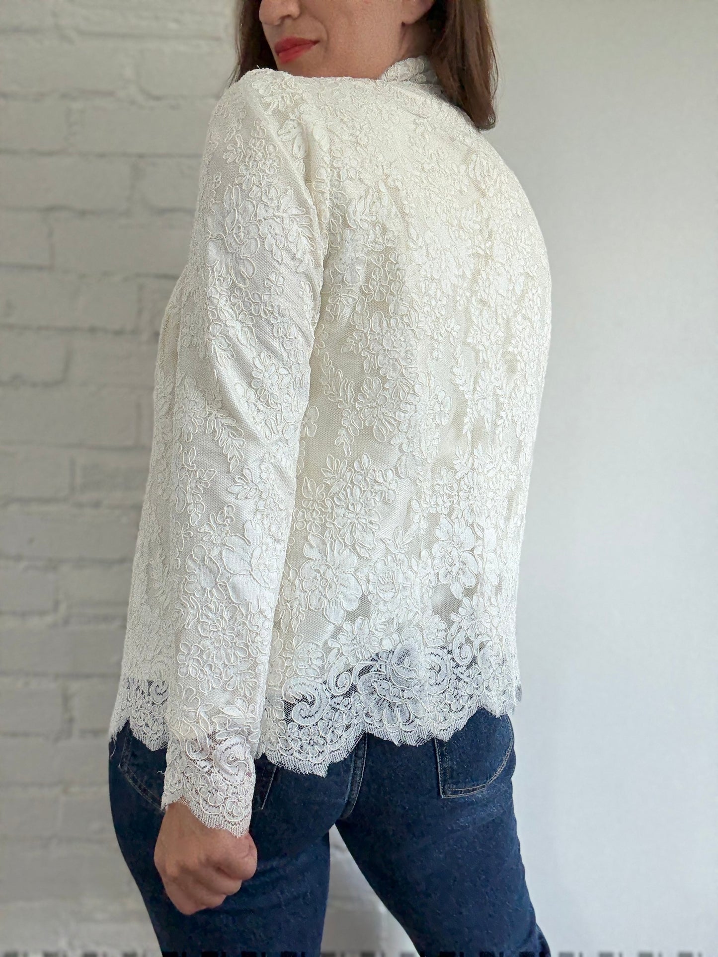 White Scalloped Lace Jacket - Size S/M