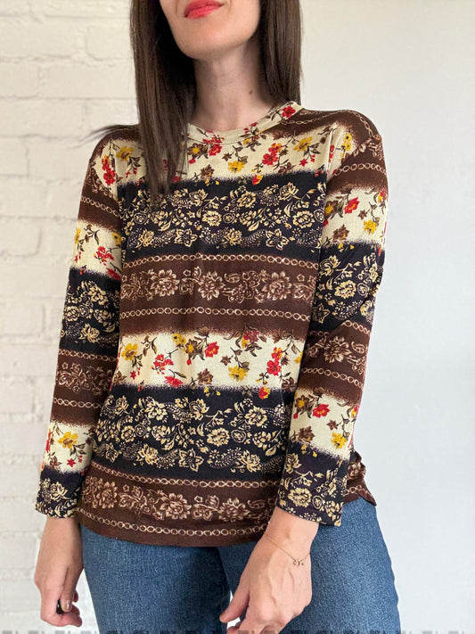 Chocolate Floral Top - Size M/L
