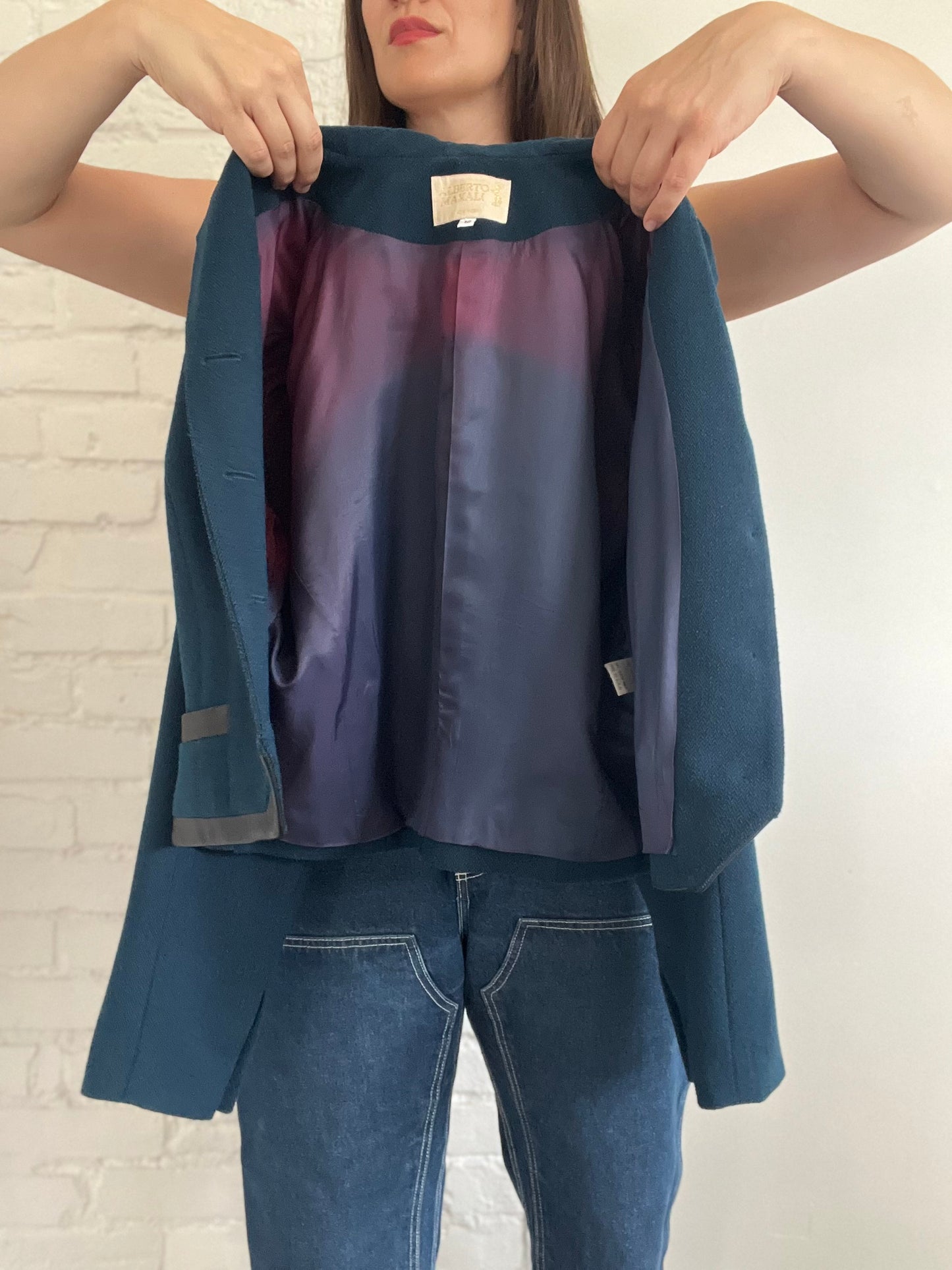 Vintage Teal n' Leather Blazer - M