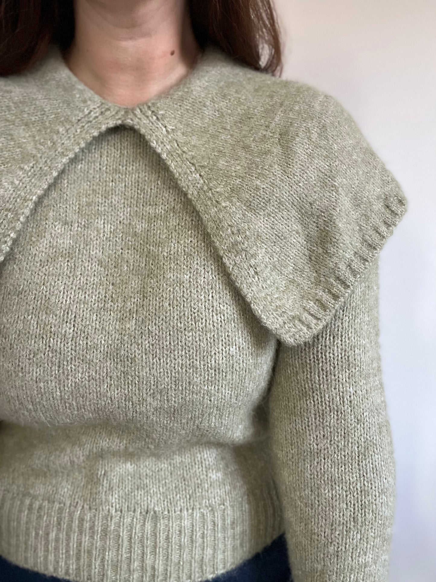 Wide Lapel Sage Sweater - S