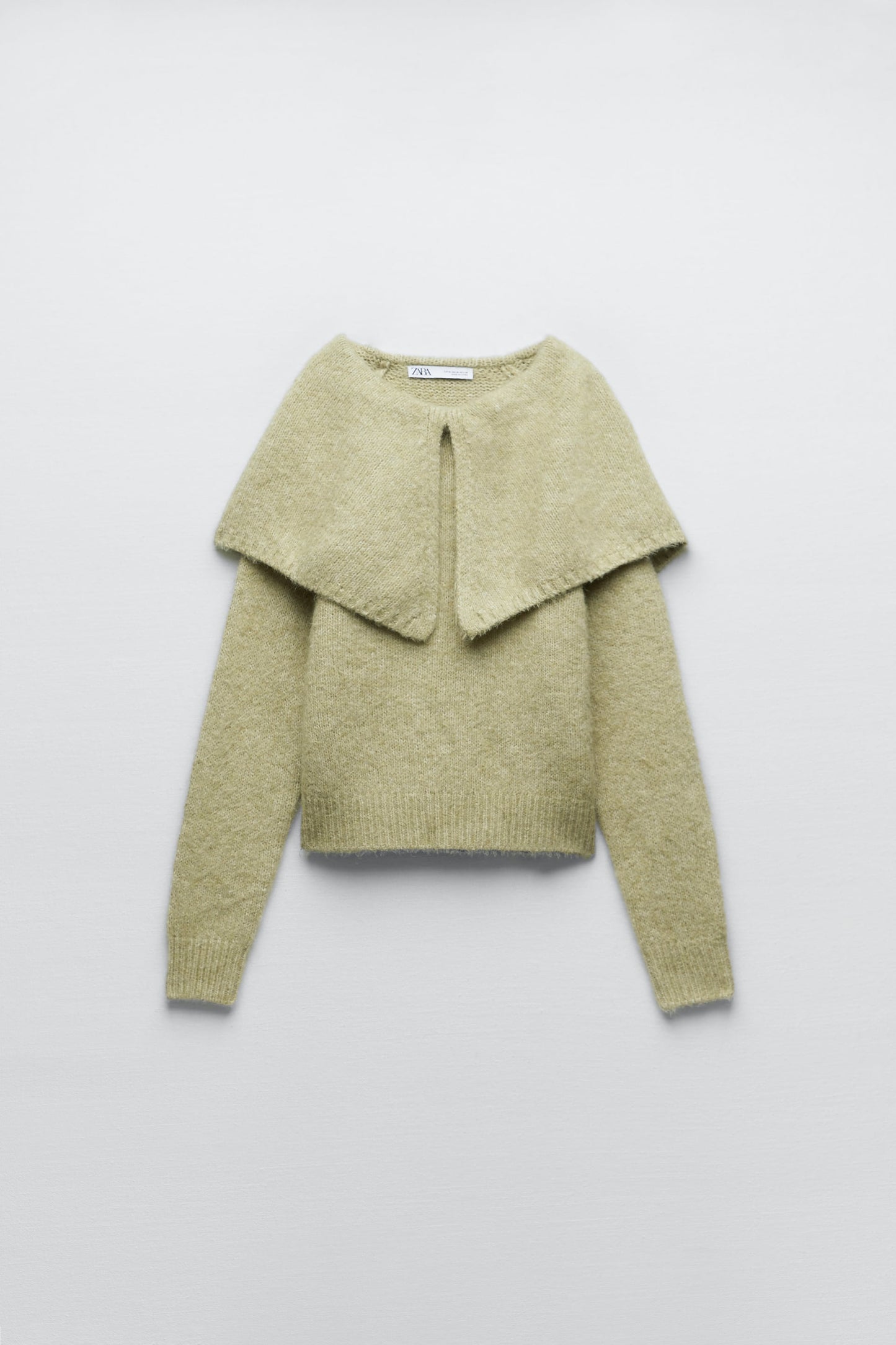 Wide Lapel Sage Sweater - S