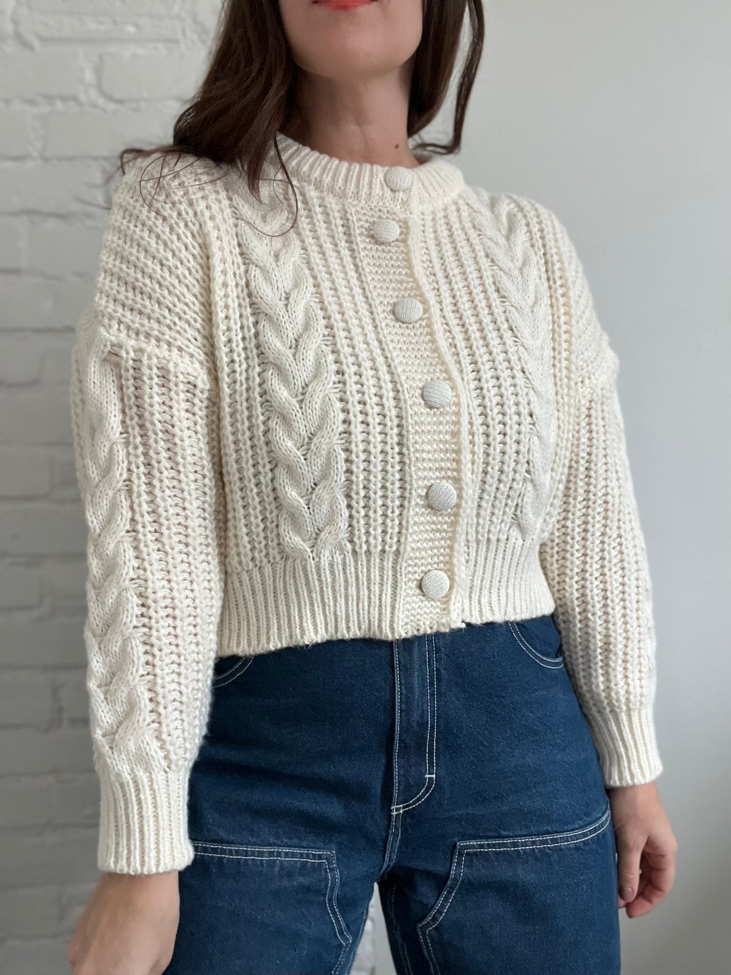 Cropped Chunky Ivory Knit - Size S/M