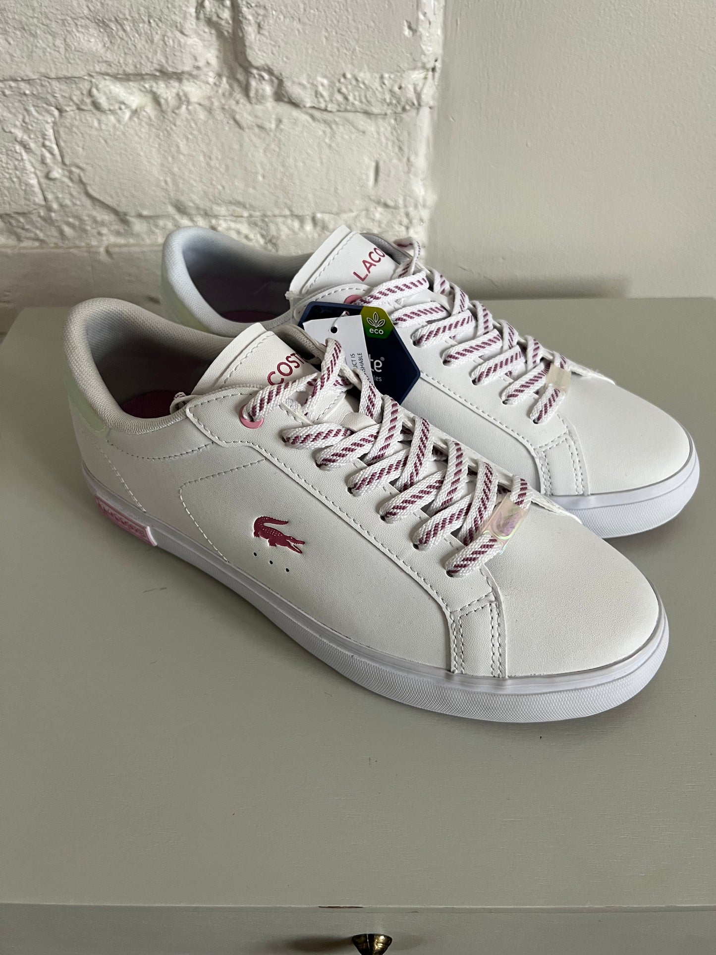 Lacoste Powercourt Leather Trainers - Size 8 Womens