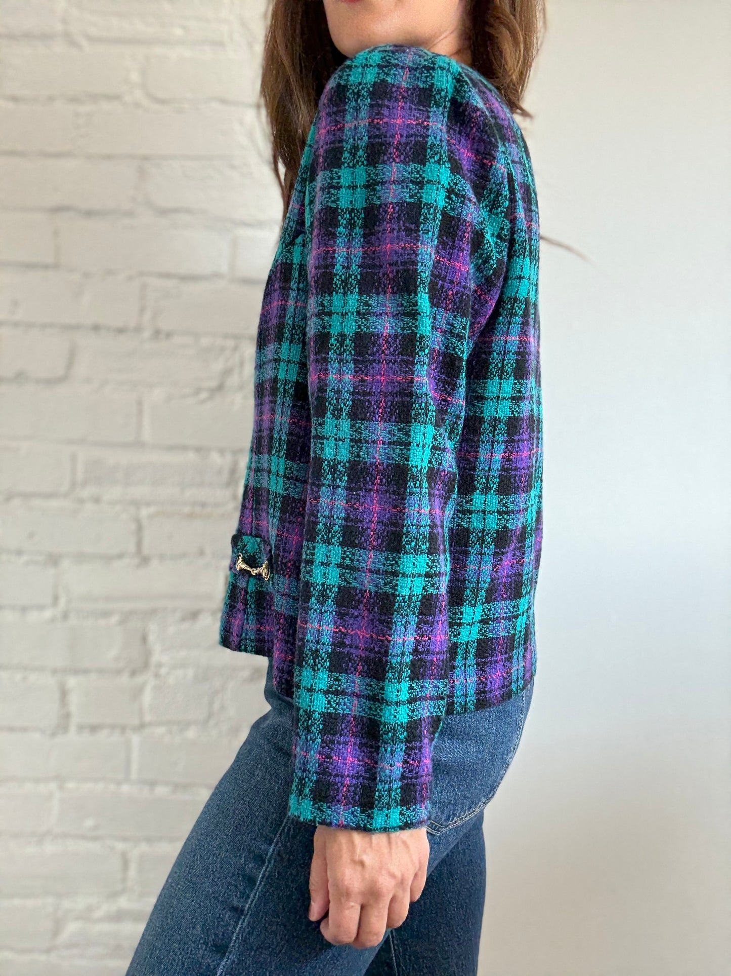 Retro Plaid Blazer - Size XL