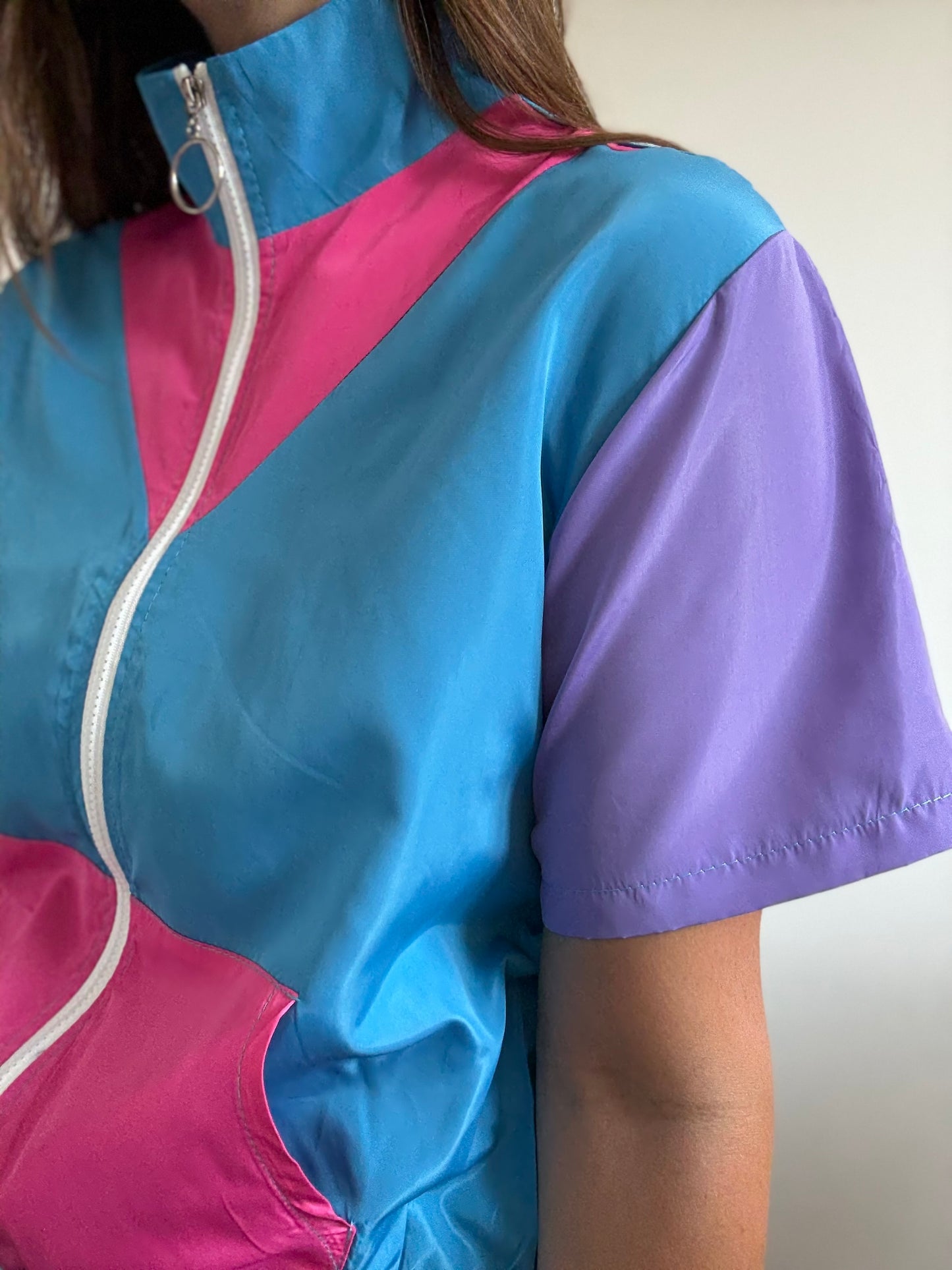 Retro Style Windbreaker Top - Size S/M
