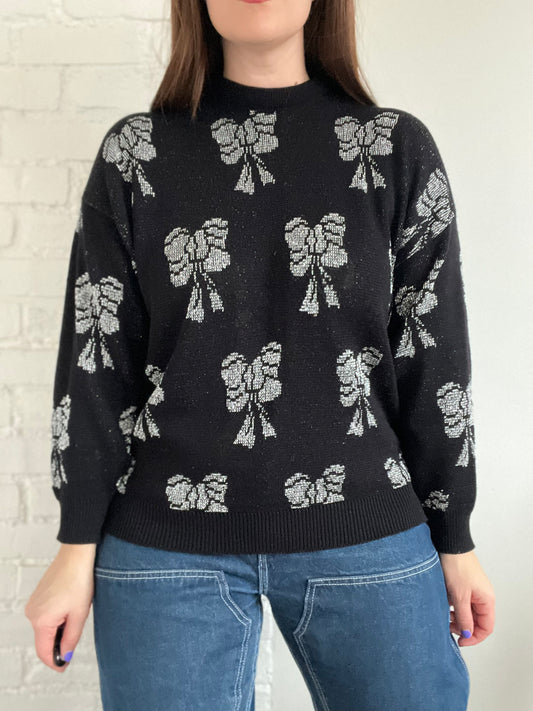 Silver Bows Sweater - S/M