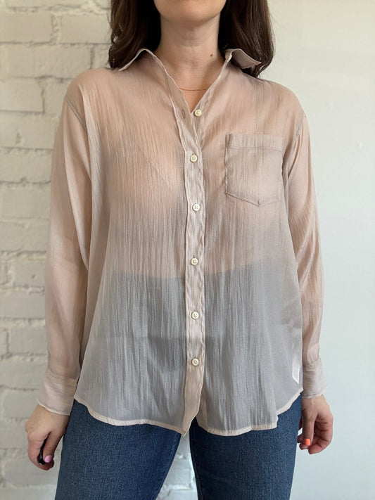 Sheer Organza Big Shirt - Size S (oversized)