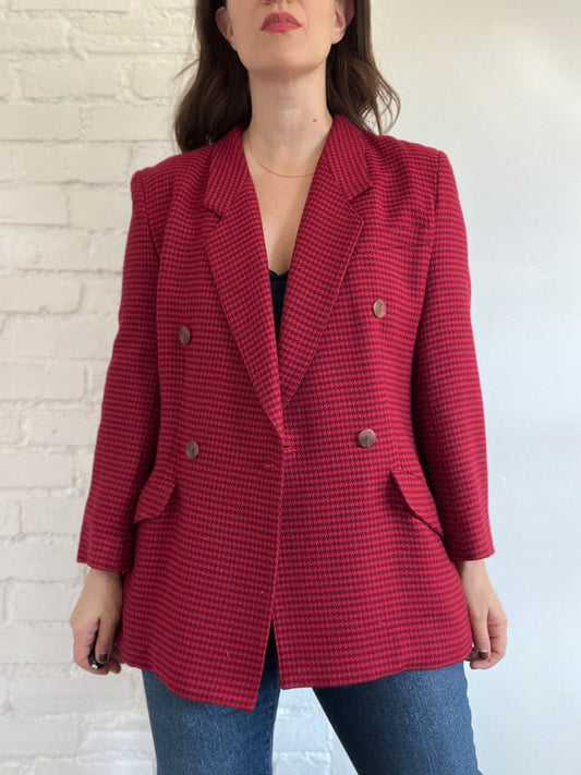 Red Houndstooth Blazer - Size 10 or L