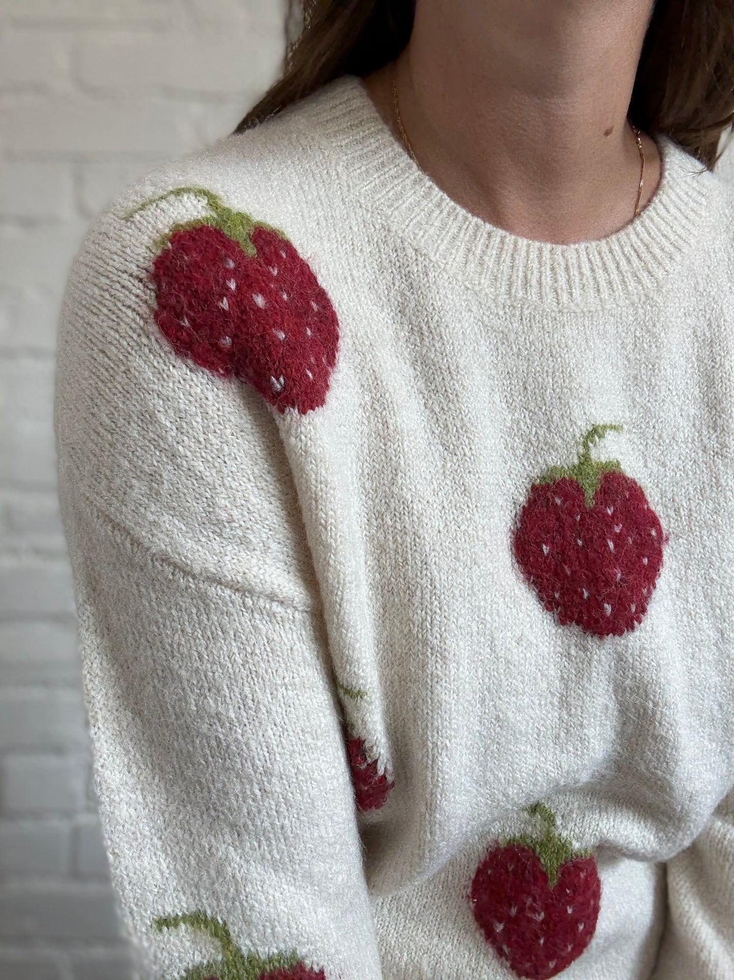 Strawberry Fluffy Sweater - Size M