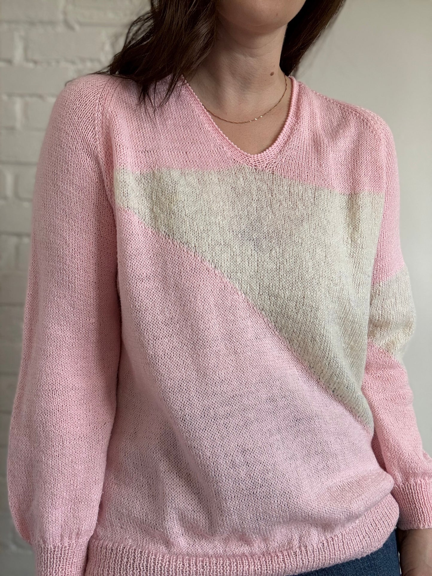 Pink Pastel Knit Sweater - Sz. L
