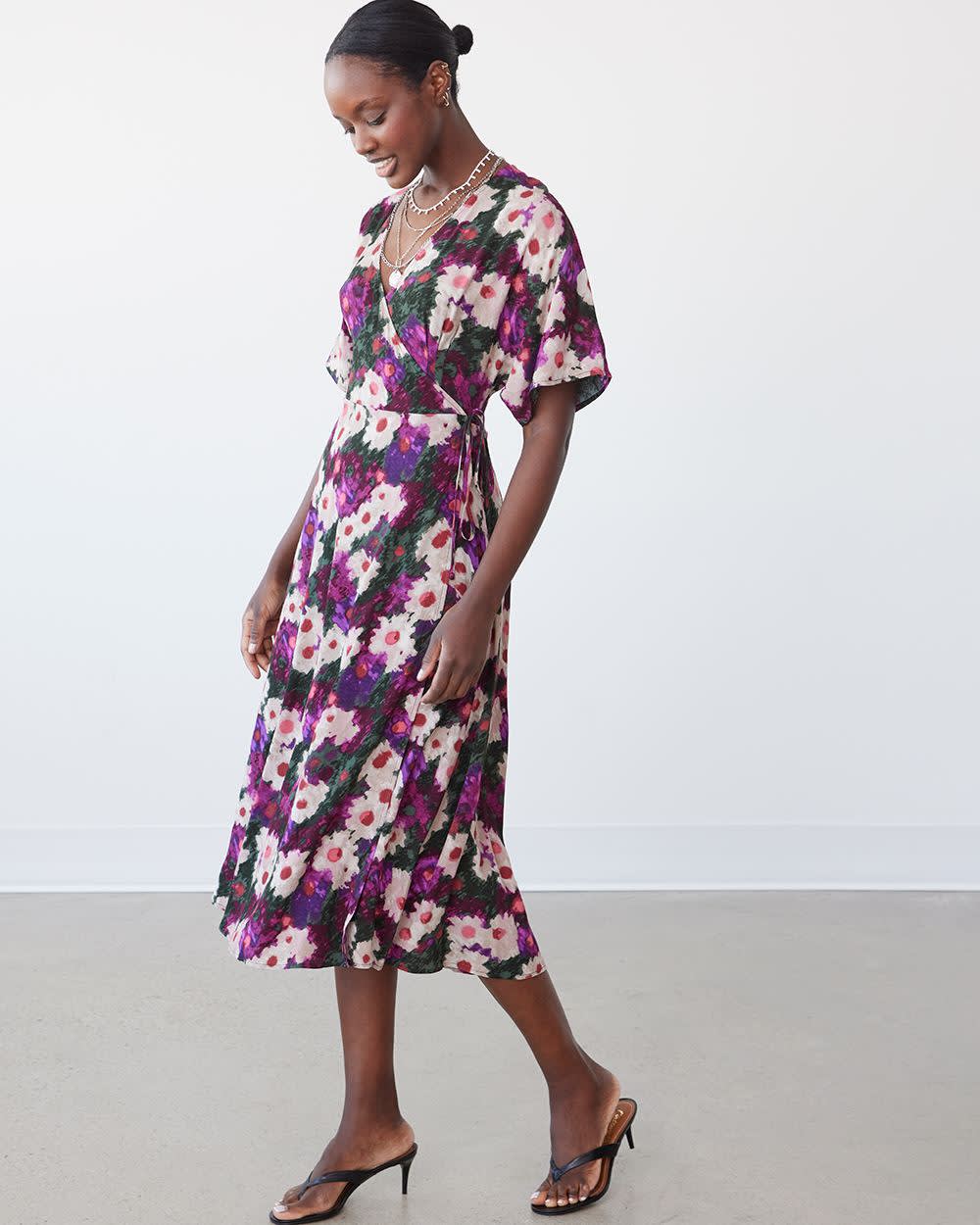 Midi Wrap Floral Dress - M