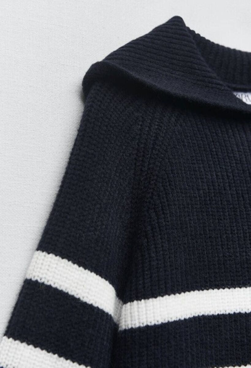 Slouchy Striped Knit Hoodie - M