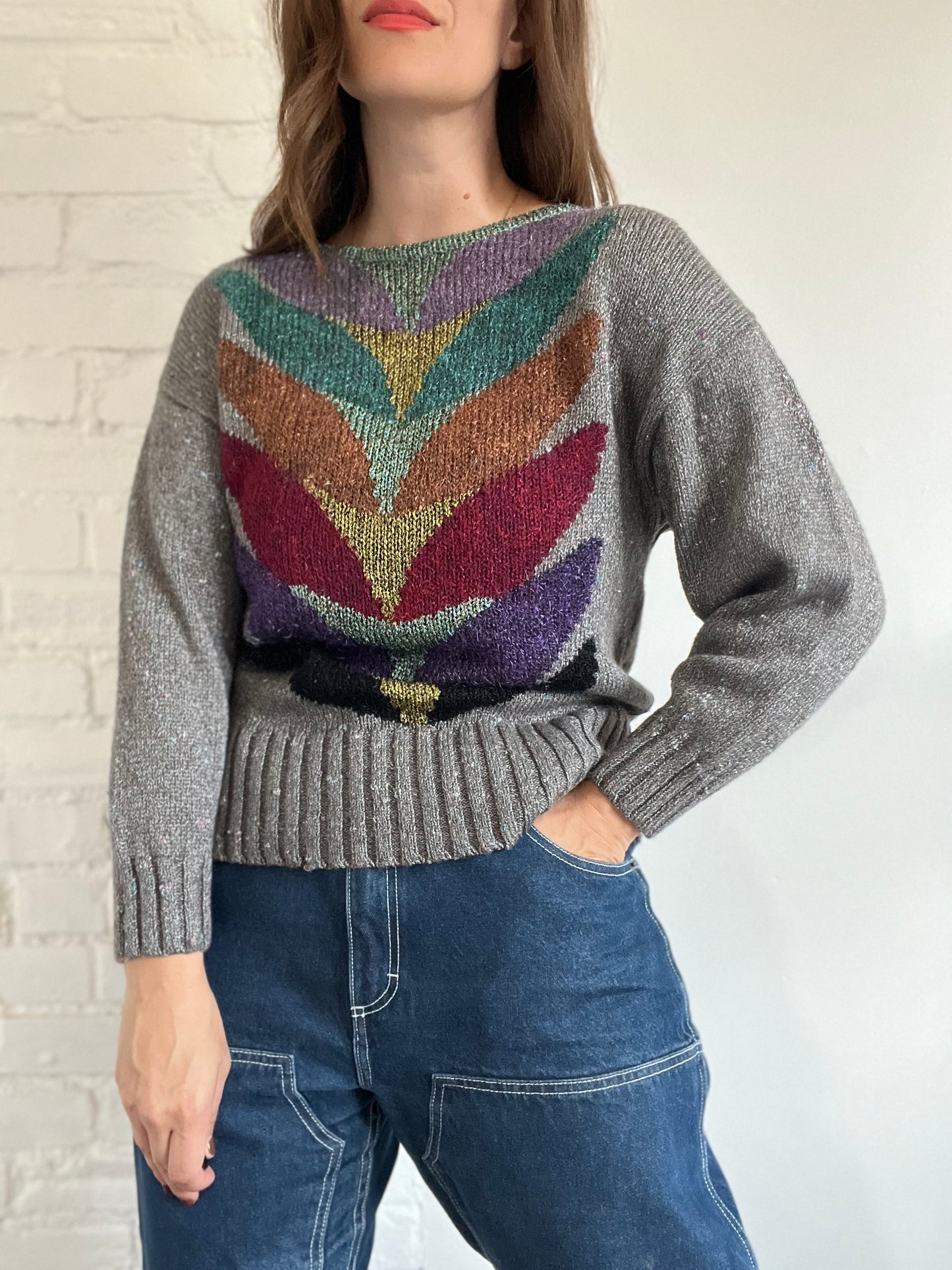 Metallic Colourful Knit Sweater - Size M