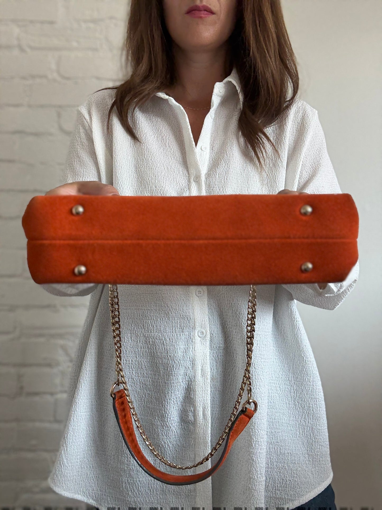 Orange Leather Suede Purse