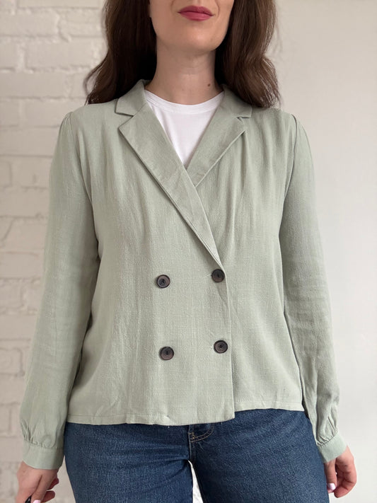 Relaxed Sage Linen Blazer - Sz. L