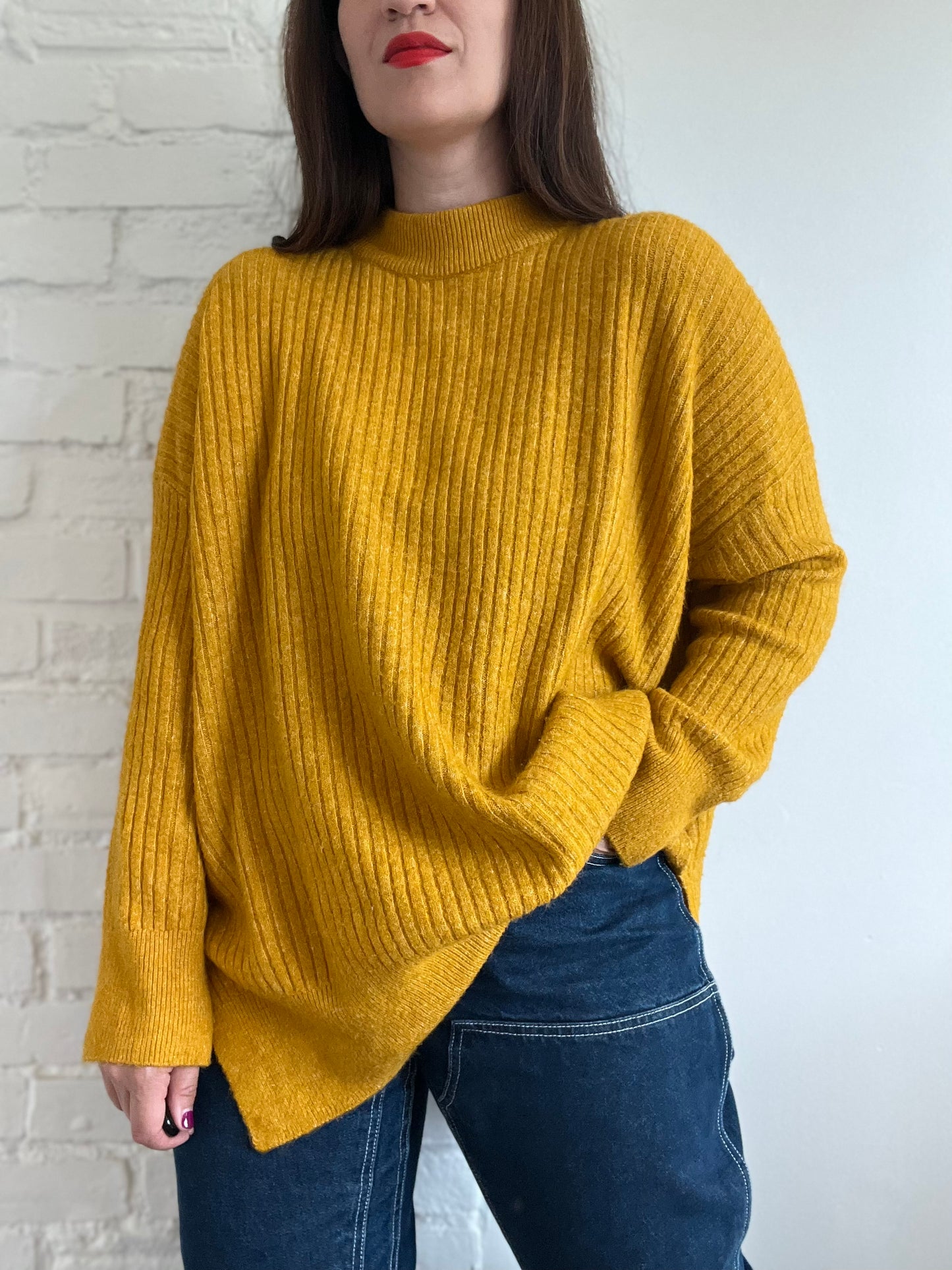 Oversized Mustard Yellow Sweater - M