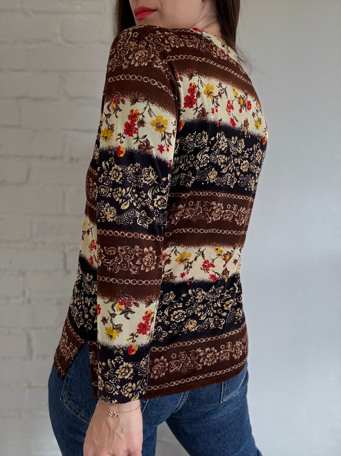 Chocolate Floral Top - Size M/L