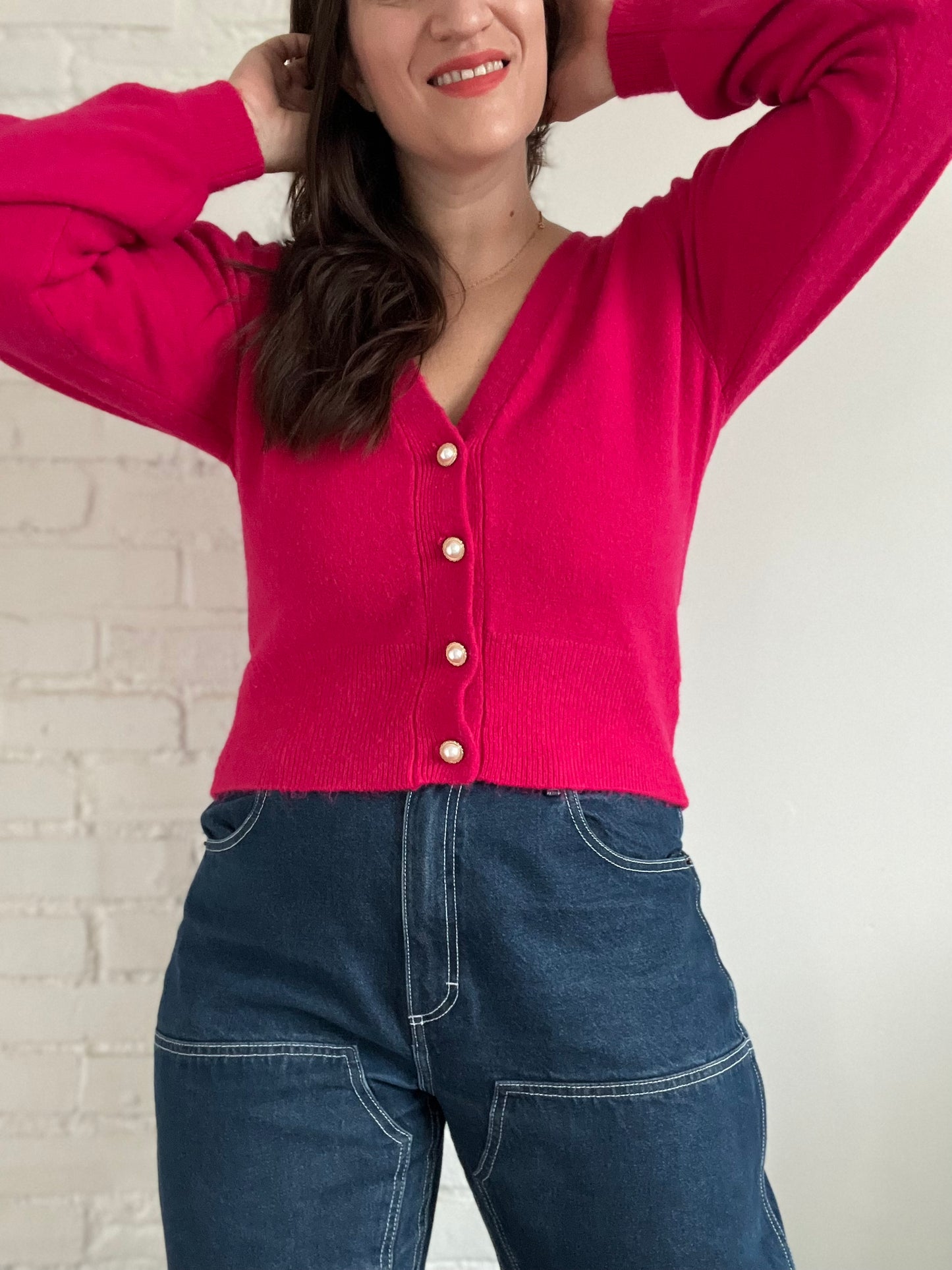 Pink n' Pearls Cardigan - Size S