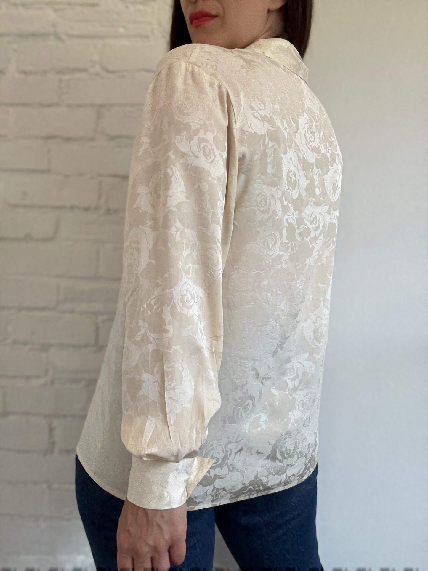 100% Silk Brocade Shirt - Size L/XL