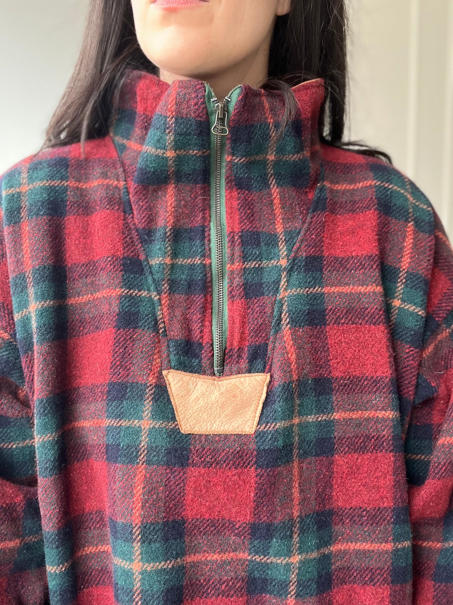 Vintage Plaid Suede Pullover - Size XL