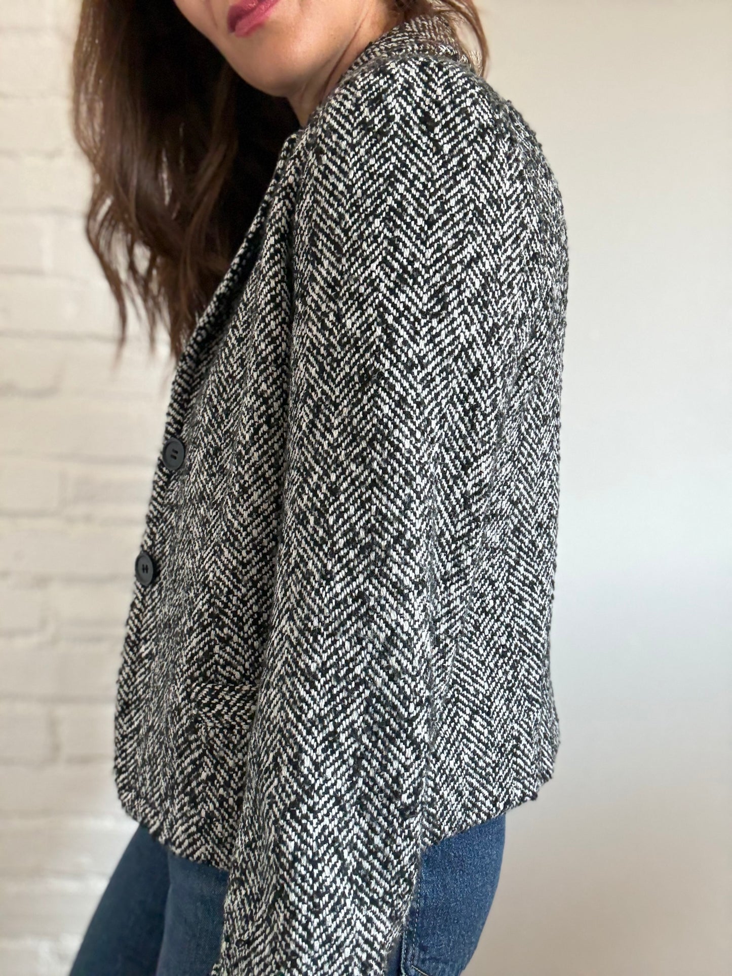 J Crew Herringbone Wool Blazer - Size L