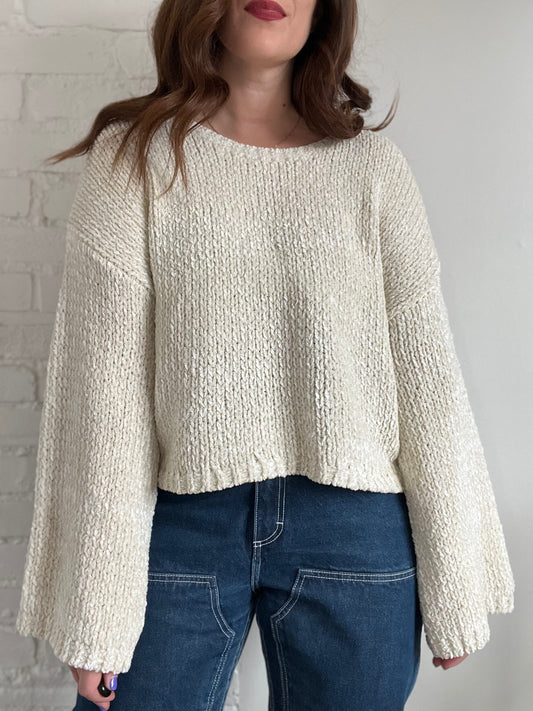 Metallic Ivory Sweater - L