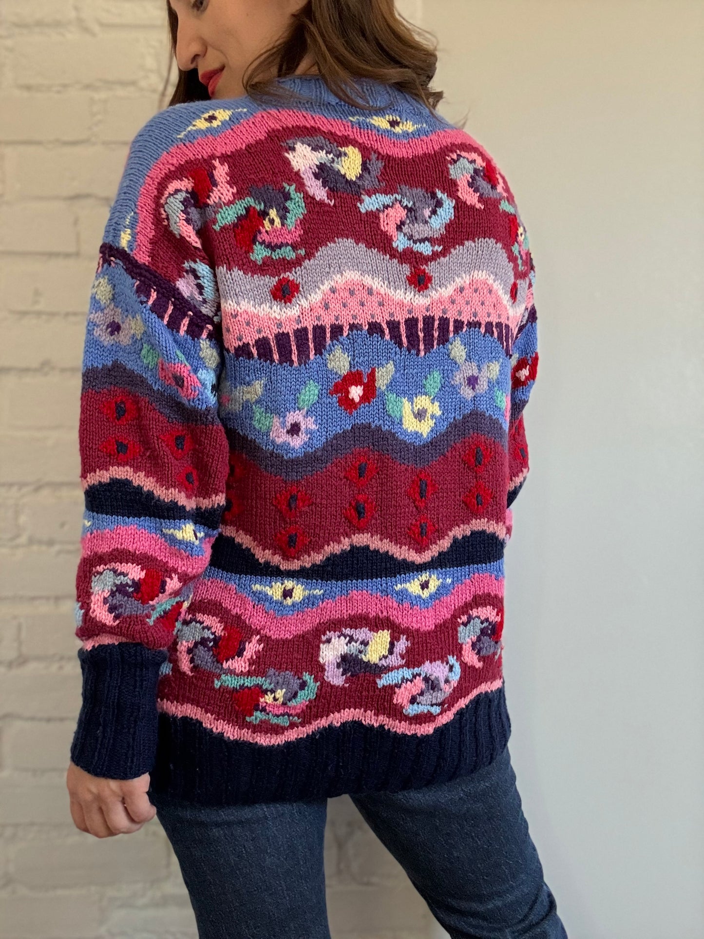 Vintage Abstract Knit Sweater - Size L