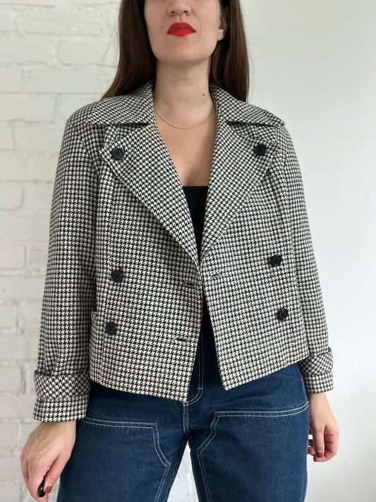 Double Breasted Houndstooth Jacket - L