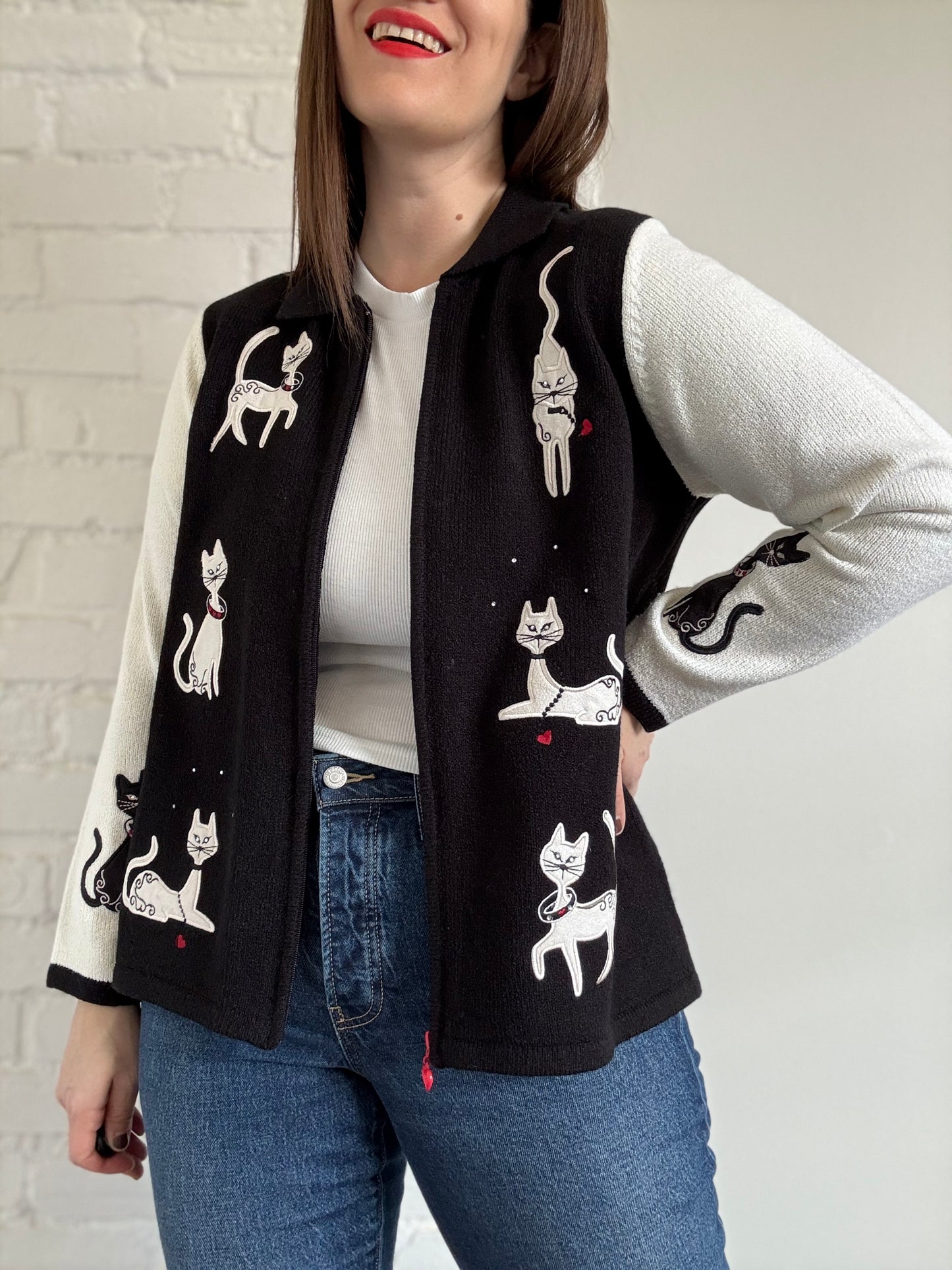 Siamese Cat Cardigan - Size M