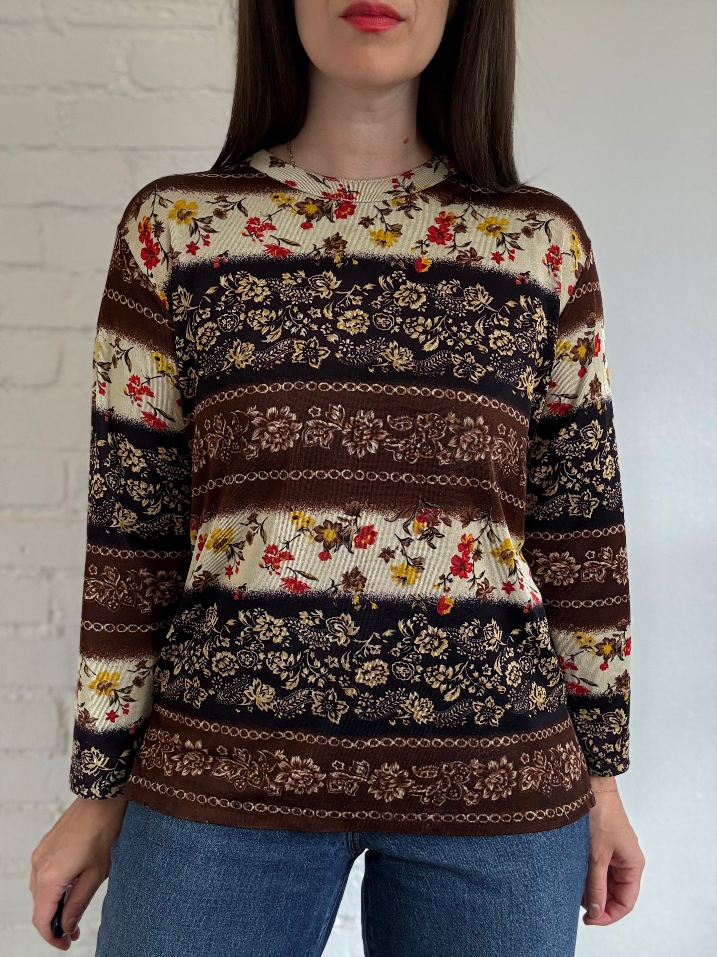 Chocolate Floral Top - Size M/L