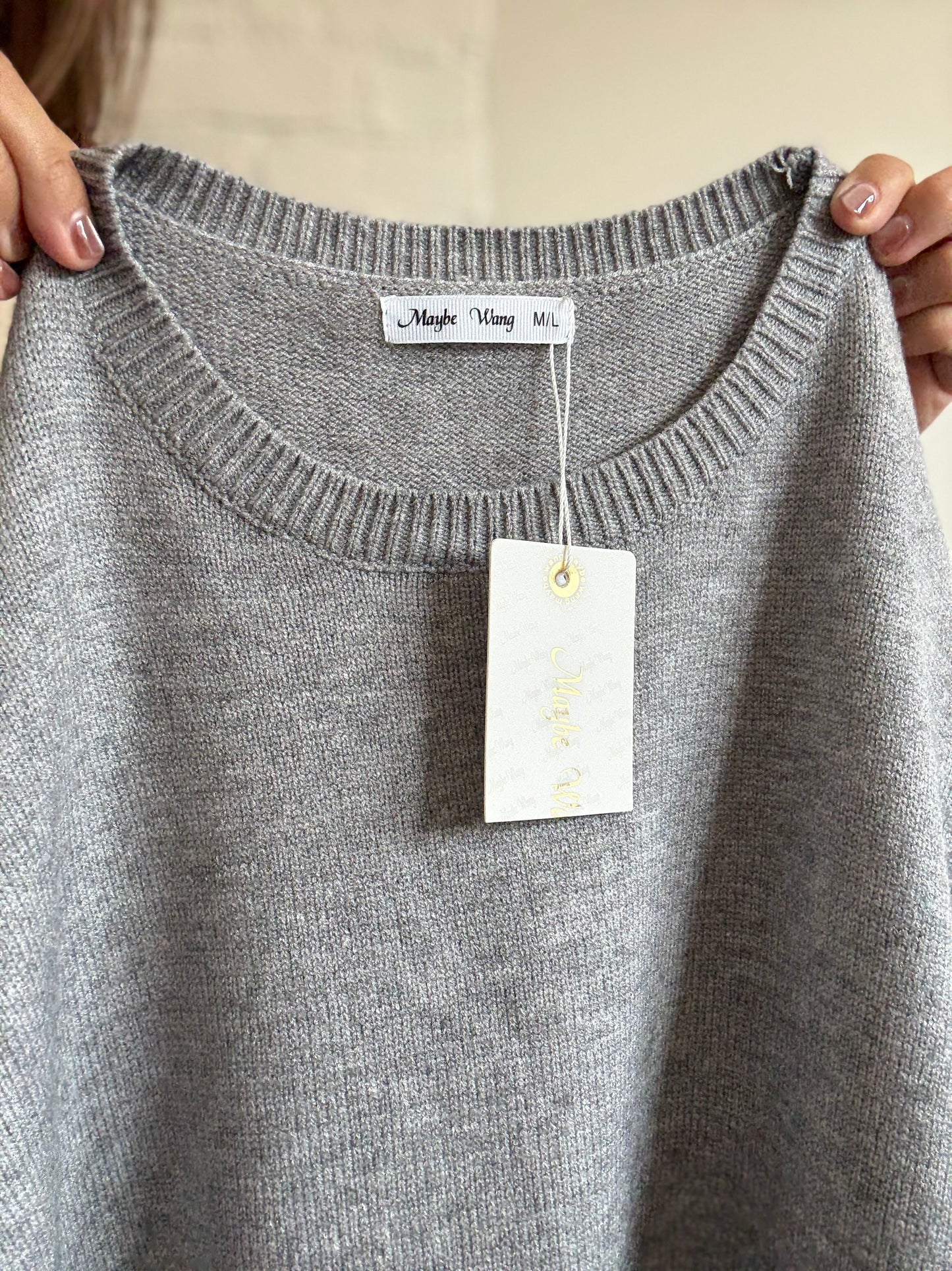 Ruffle Flounce Grey Sweater - Size L