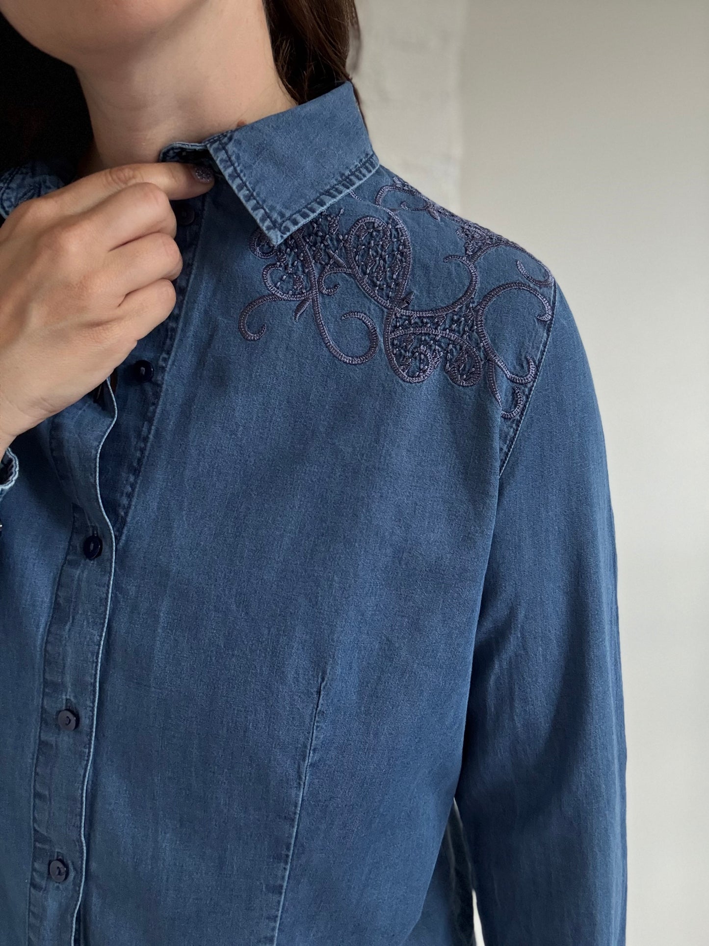 Chambray Cotton Denim Shirt - Size L