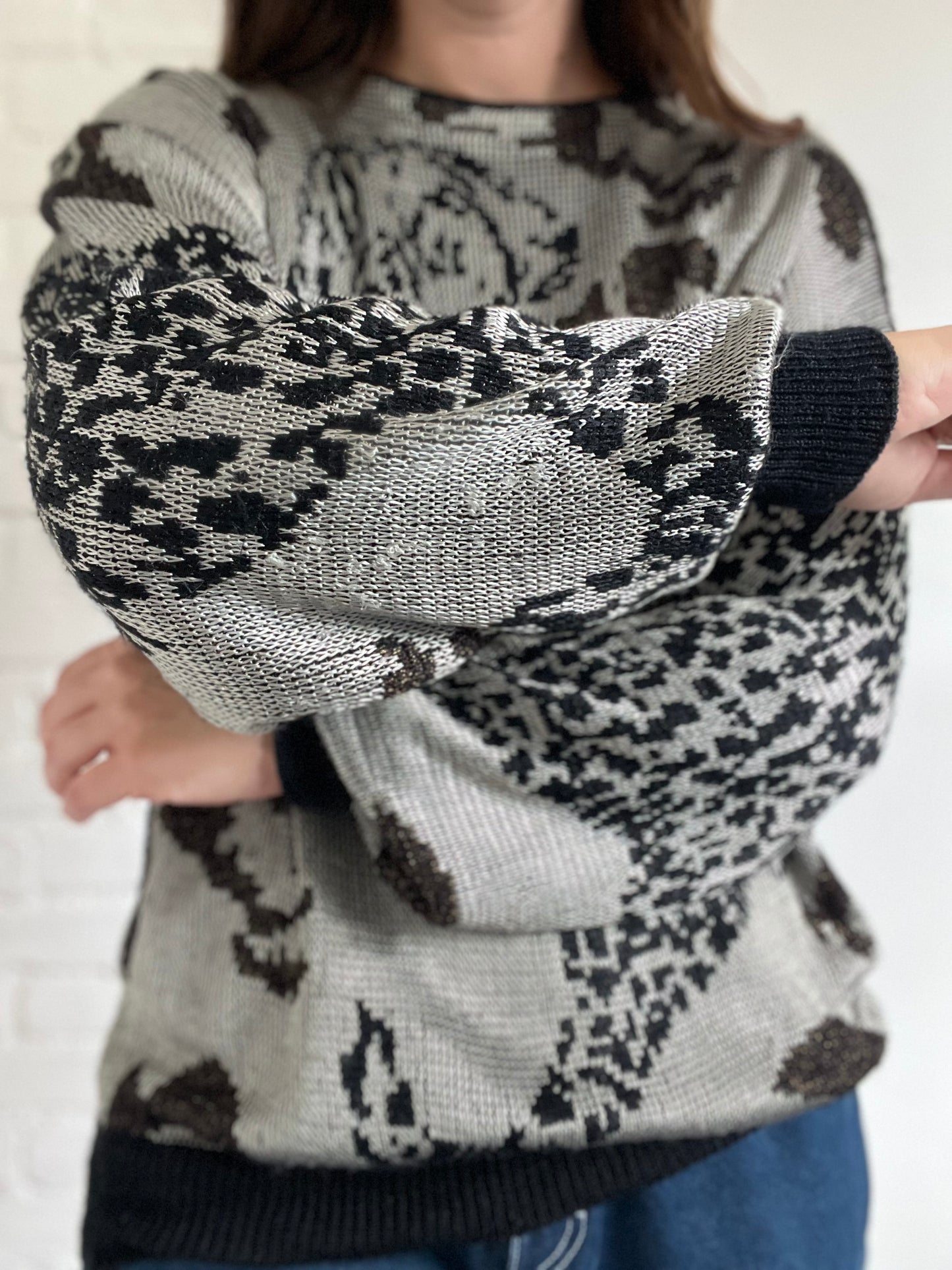 Leopard Knit Sweater - Size L