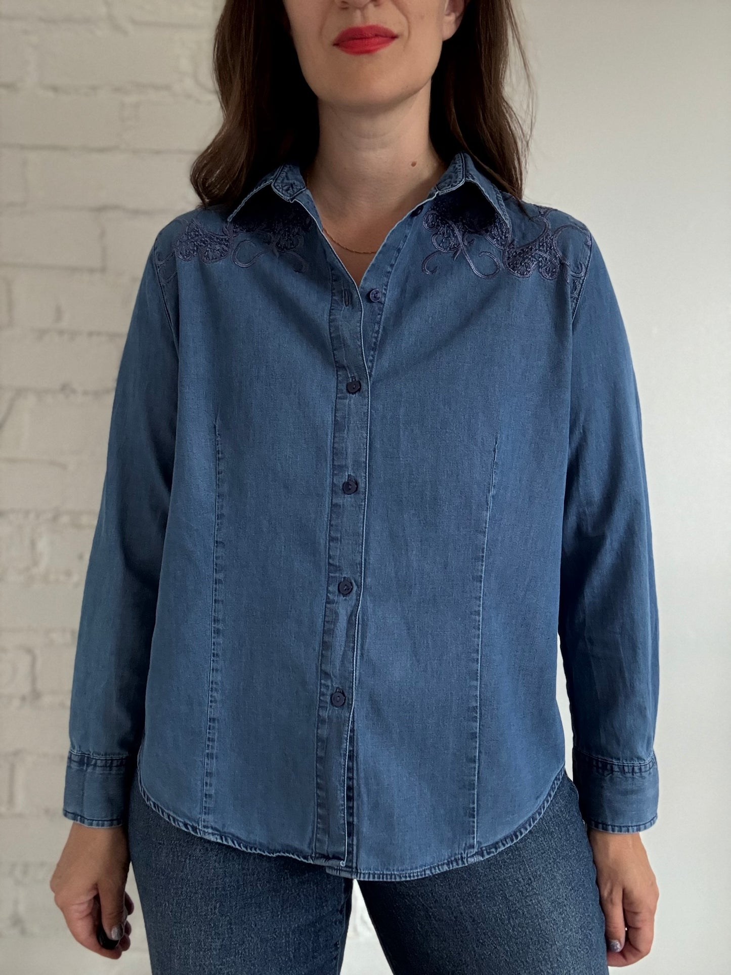 Chambray Cotton Denim Shirt - Size L