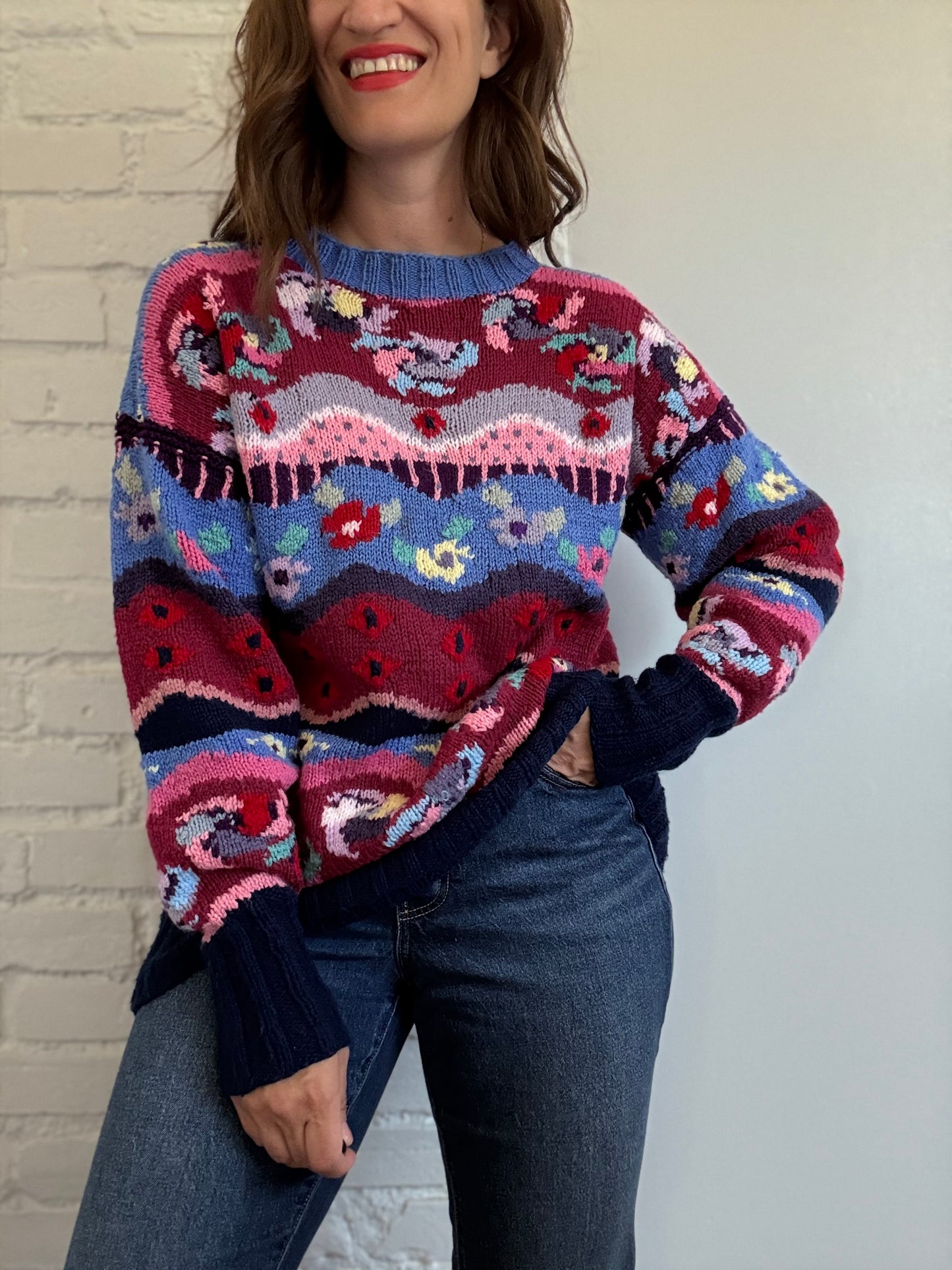 Vintage Abstract Knit Sweater - Size L