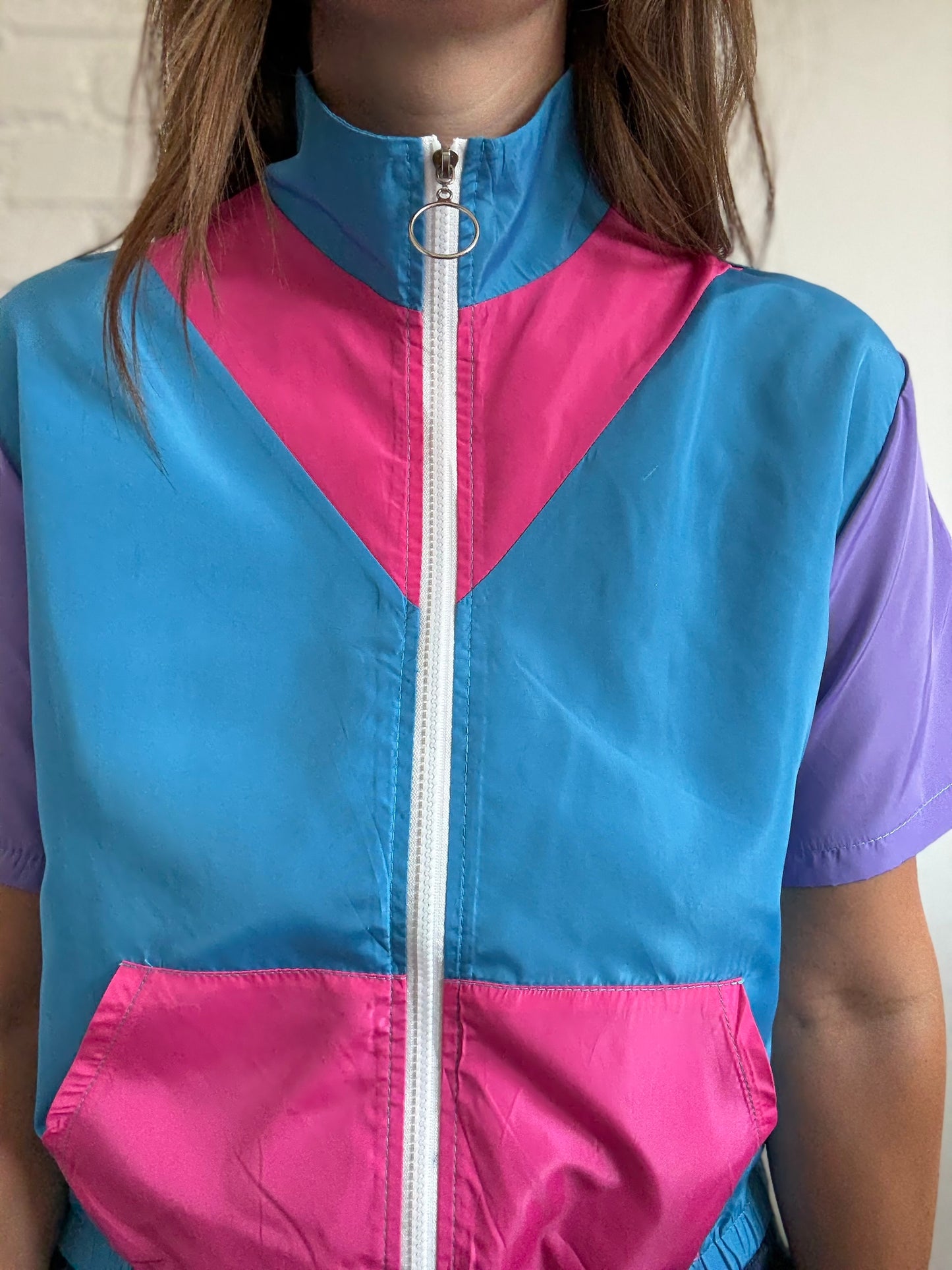 Retro Style Windbreaker Top - Size S/M