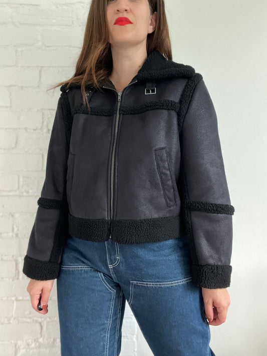 Fleece-Lined Teddy Jacket - L