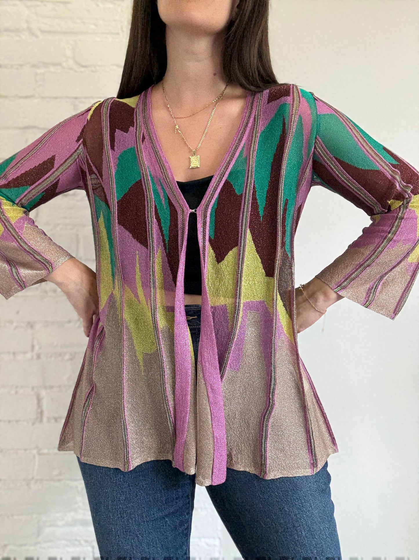 Metallic Abstract Cardigan - Size M/L