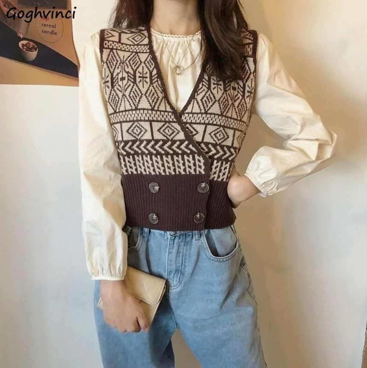 Cropped Sweater Vest - Size M