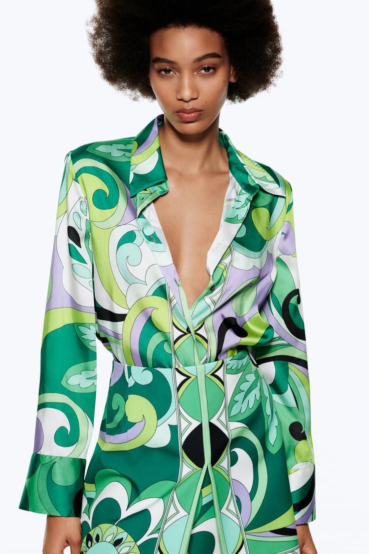 Colourful Psychedelic Satin Shirt - Size S