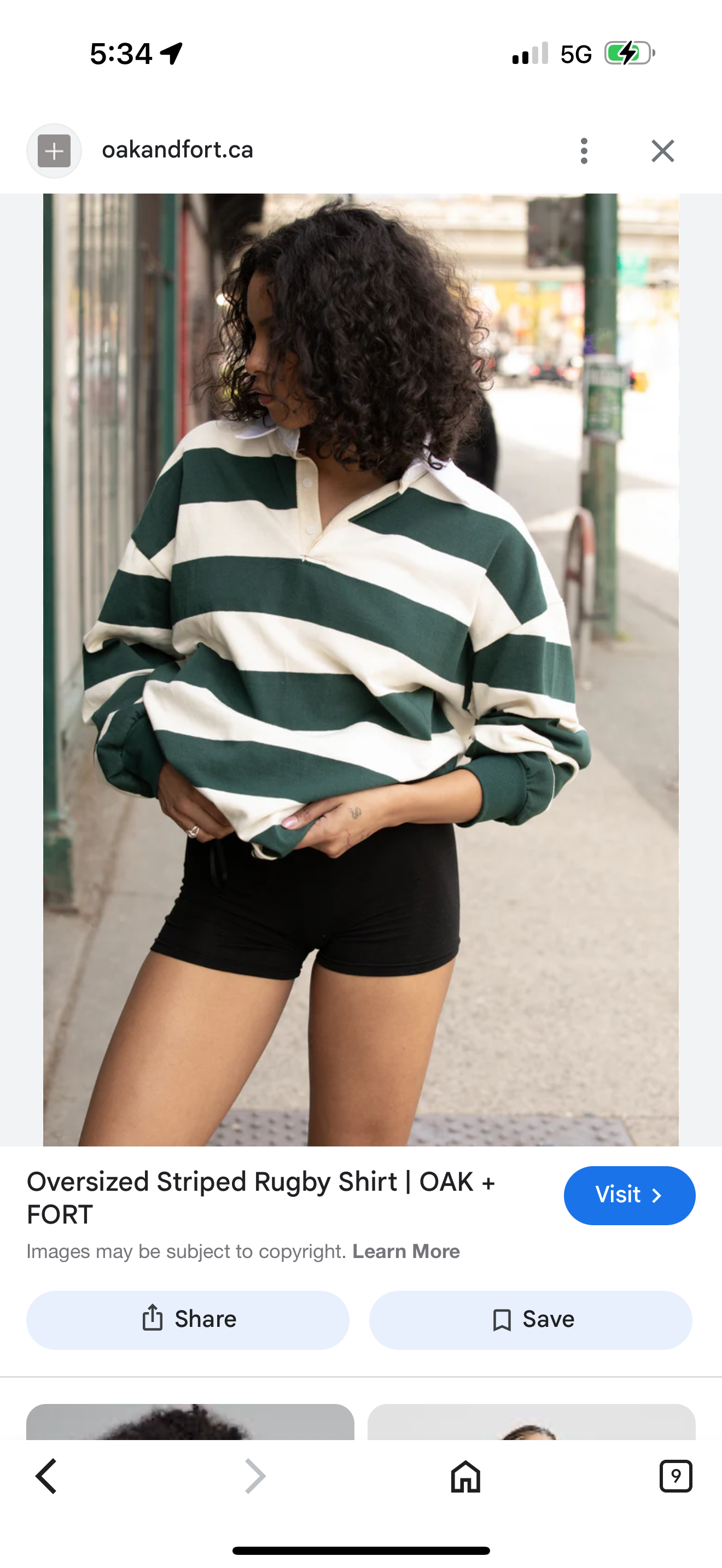 Oak + Fort Rugby Shirt - Size S (Oversized)