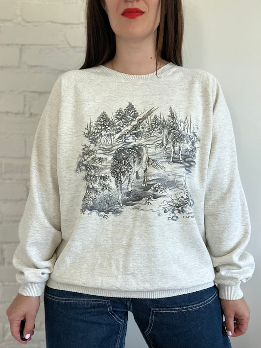 Heather Grey Wolf Sweater - XL