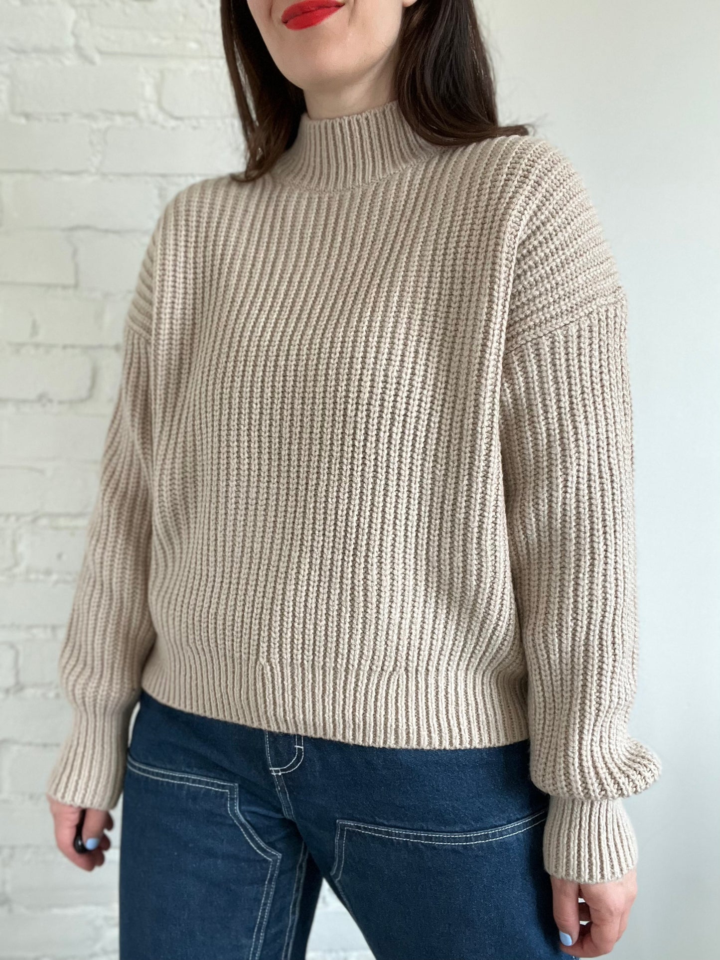 Creamy Rib Knit Sweater - XL