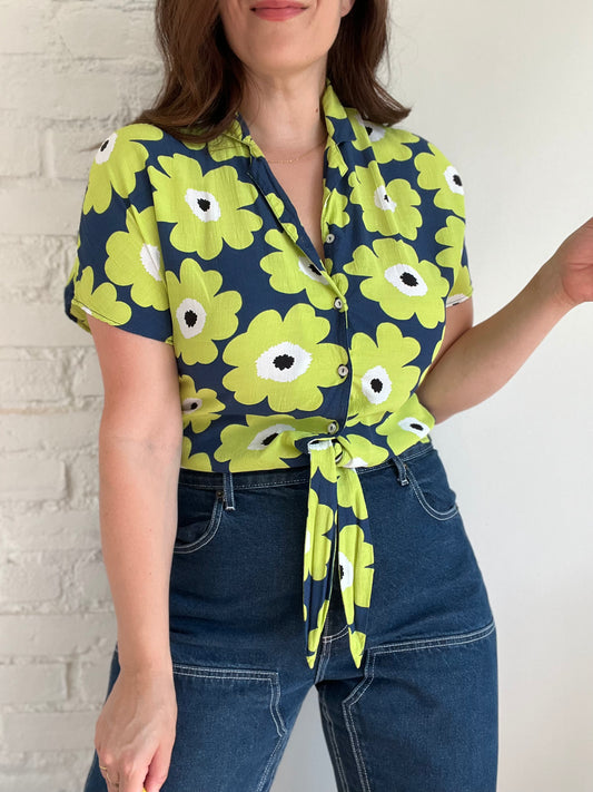 Bright Floral Drop Shirt - XS