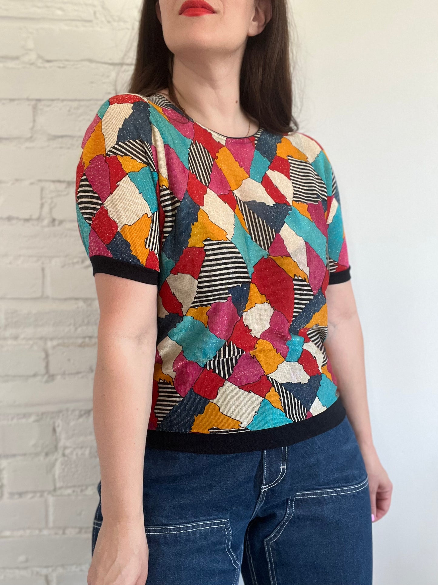 Colourful Retro Patch Top - S/M