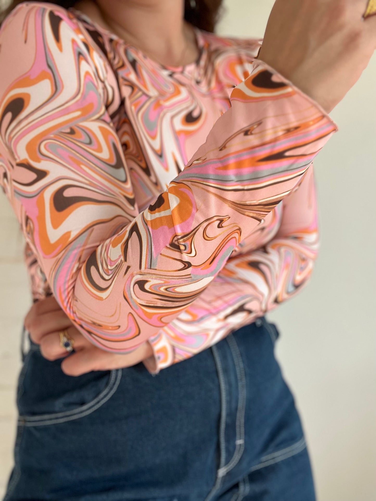 Pink Swirl Crop Top - S/M
