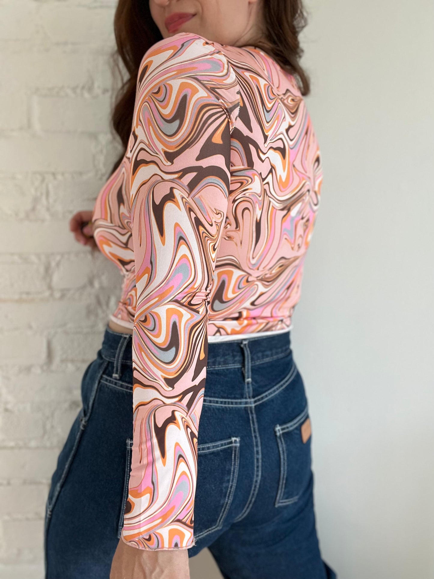 Pink Swirl Crop Top - S/M